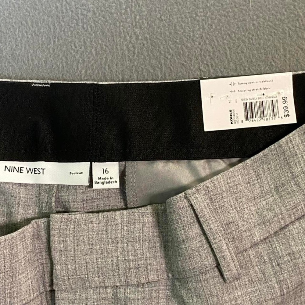 Nine West Women's size 16 Bootcut Heather Gray mid rise slacks pants - Picture 6 of 8